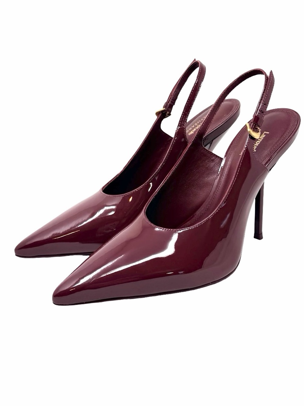 Larroude x Altuzarra Slingback Pumps In Burgundy Size 7.5 Patent Leather Luxury